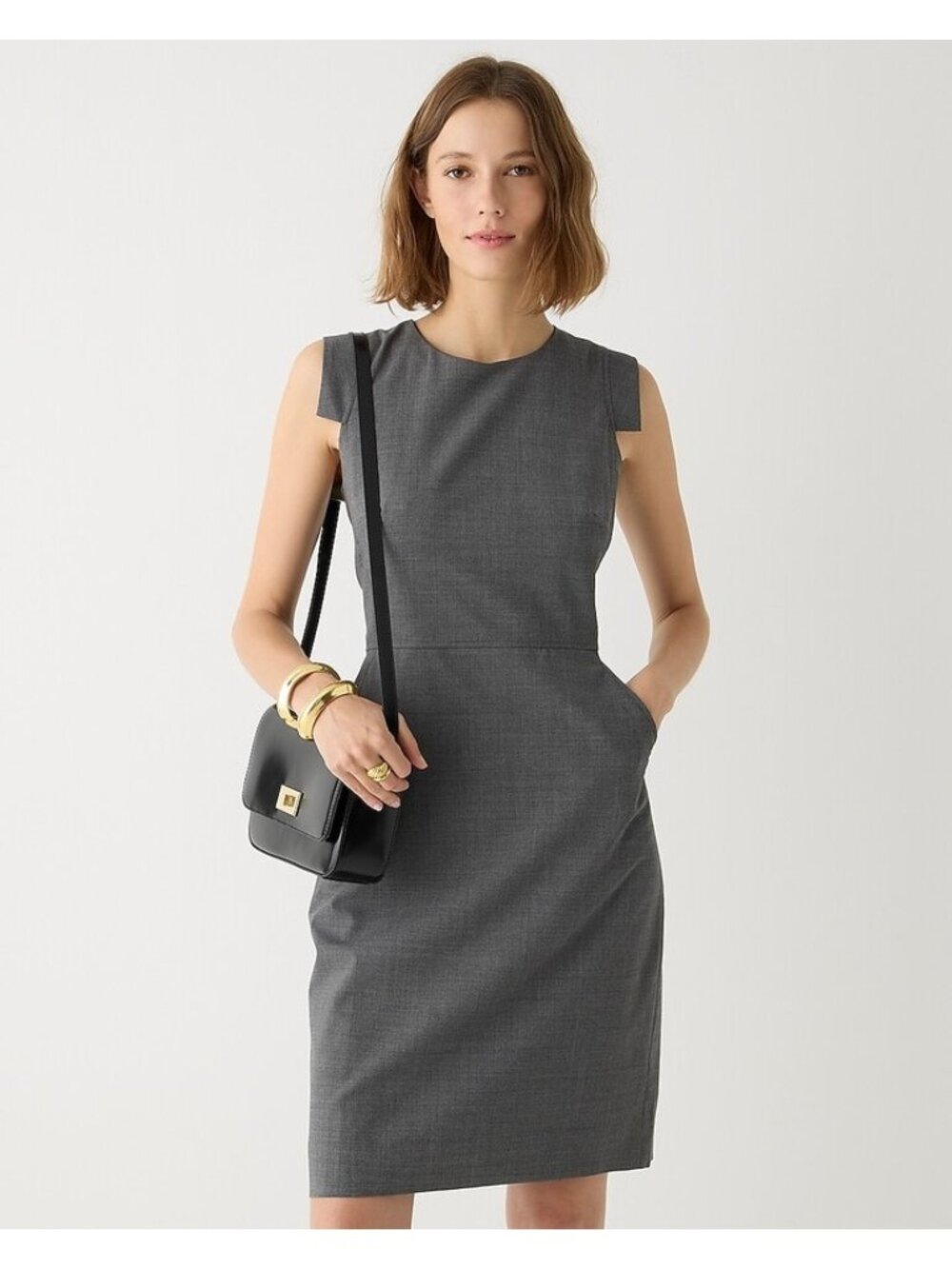 NWT J.Crew Resume Sheath in Heather Flannel Italian Stretch Wool Dress 8 $228